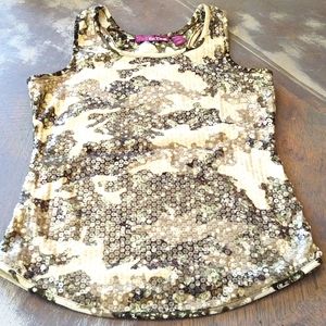 Epic Threads camo tank with racer back and sequined front. Size XL